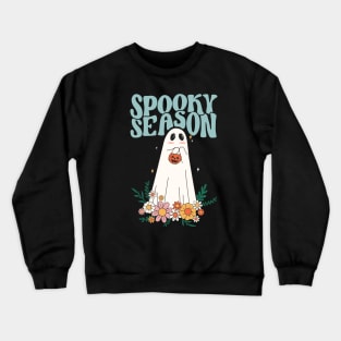 Floral Ghost Loves Spooky Season Crewneck Sweatshirt